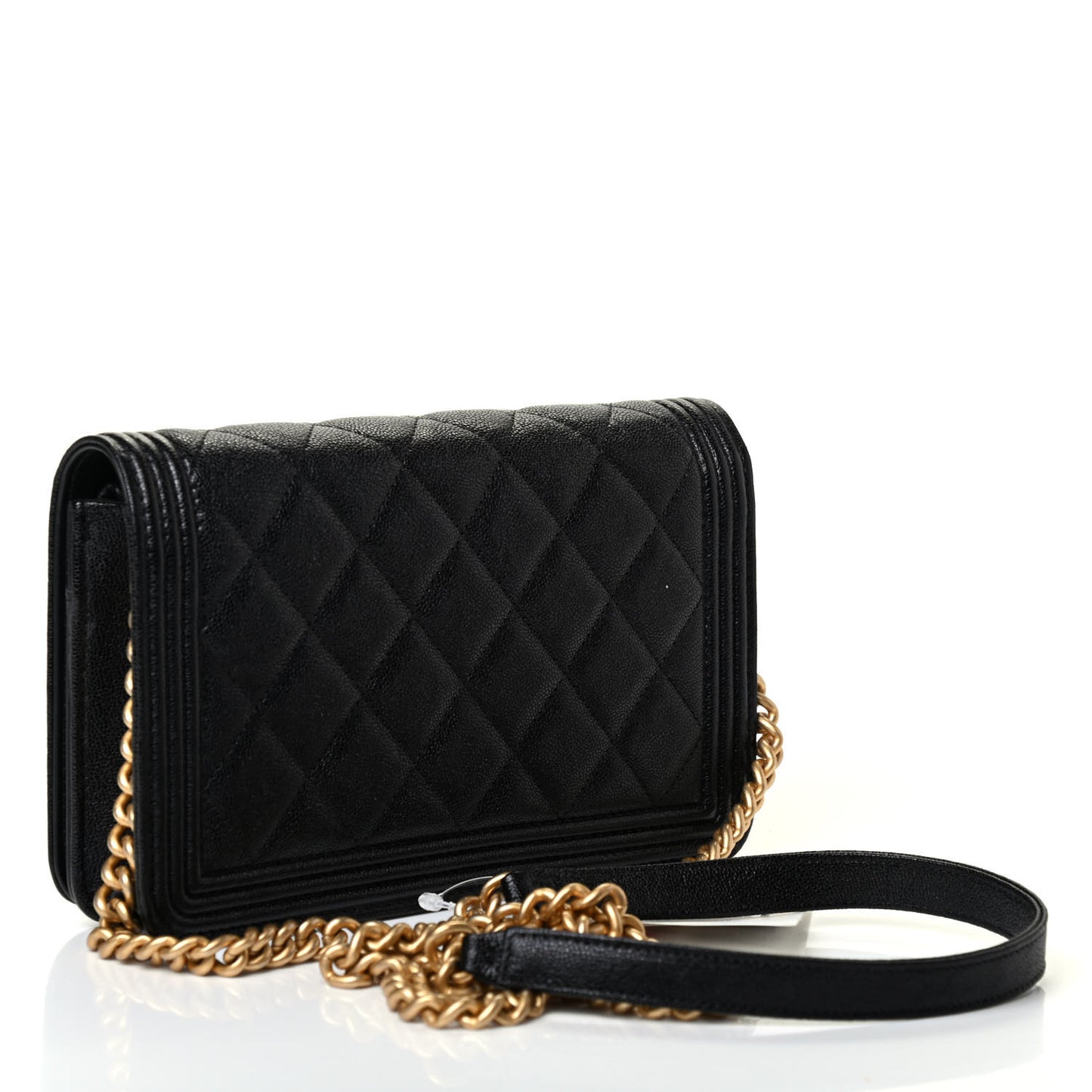Caviar Quilted Boy Wallet On Chain WOC Black