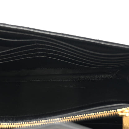 Saint Laurent Grain De Poudre Matelasse Chevron Monogram Chain Wallet Black 5 of 11