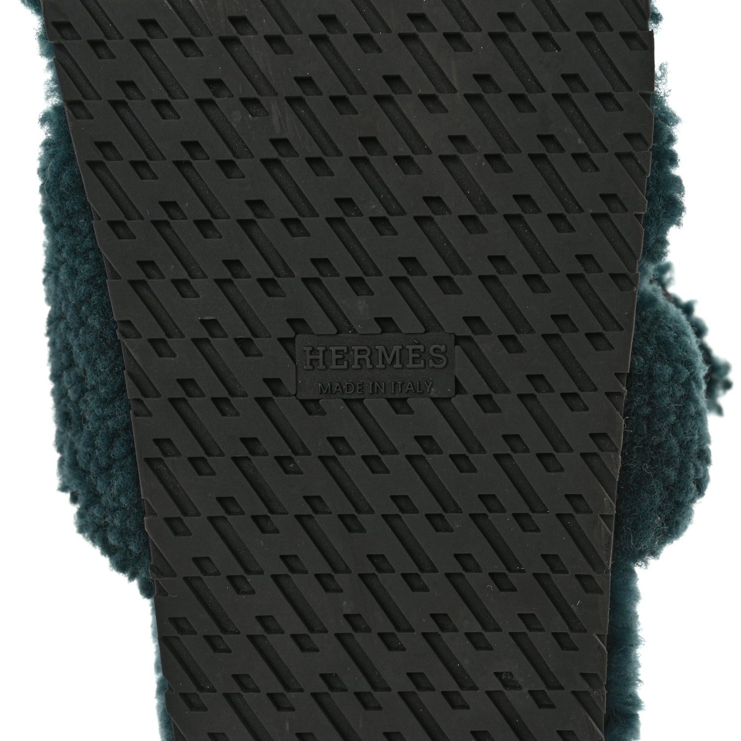 Hermes Woolskin Womens Chypre Sandals 37.5 Vert Anglais 6 of 11