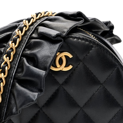 Chanel Lambskin Quilted Romance Round Clutch With Chain Black 8 of 10