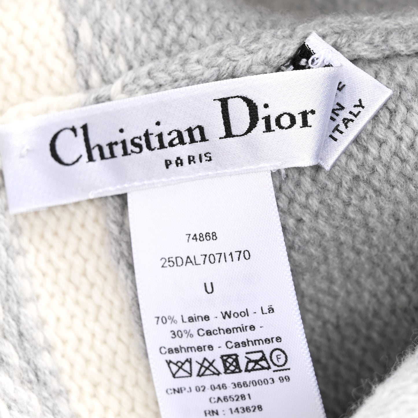 Cashmere Wool D-White Beanie Grey White