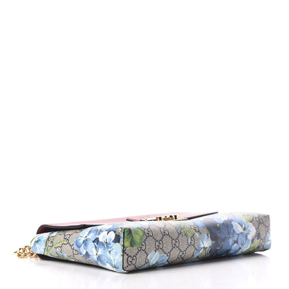 Gucci GG Supreme Monogram Blooms Calfskin Medium Padlock Shoulder Bag Beige Blue Navy Hibiscus Red 4 of 8