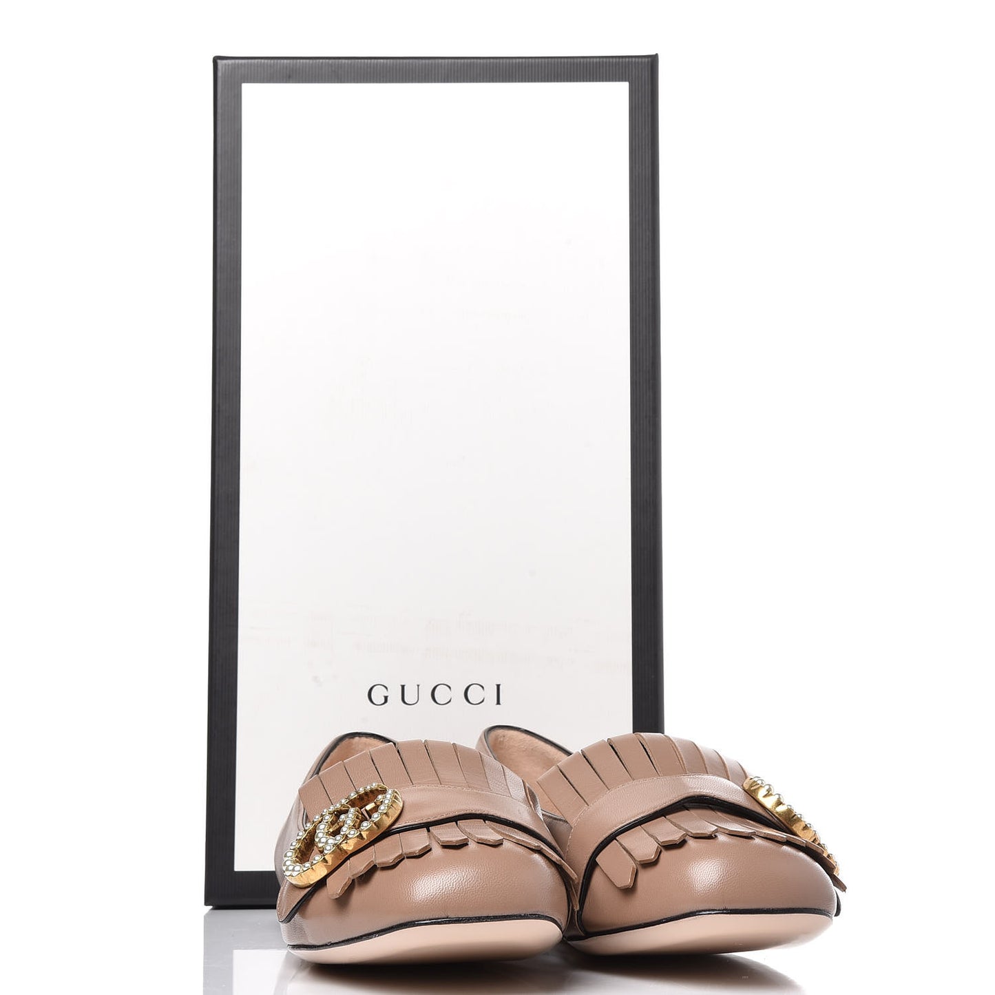 Malaga Kid Pearly GG Marmont Fringe Flats 35.5 Porcelain Rose