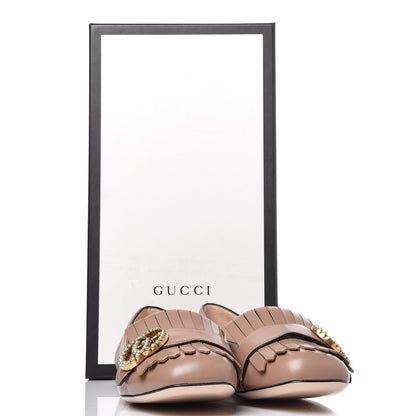 Gucci Malaga Kid Pearly GG Marmont Fringe Flats 35.5 Porcelain Rose 8 of 8
