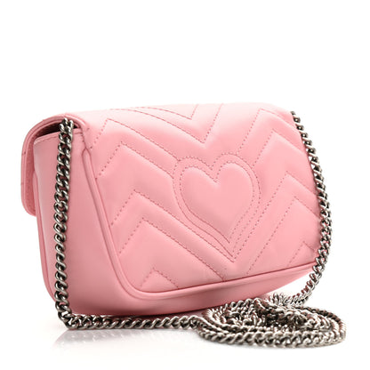 Gucci Calfskin Matelasse Super Mini GG Marmont Shoulder Bag Wild Rose 3 of 11