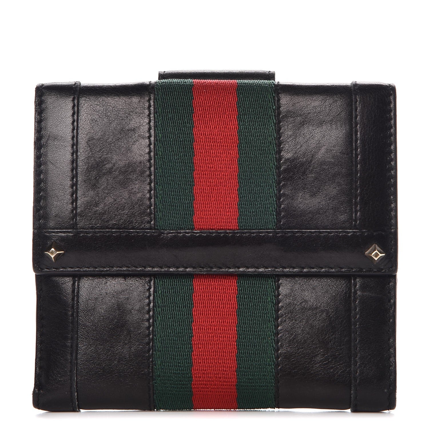 Gucci Calfskin Web Compact Wallet Black 1 of 7