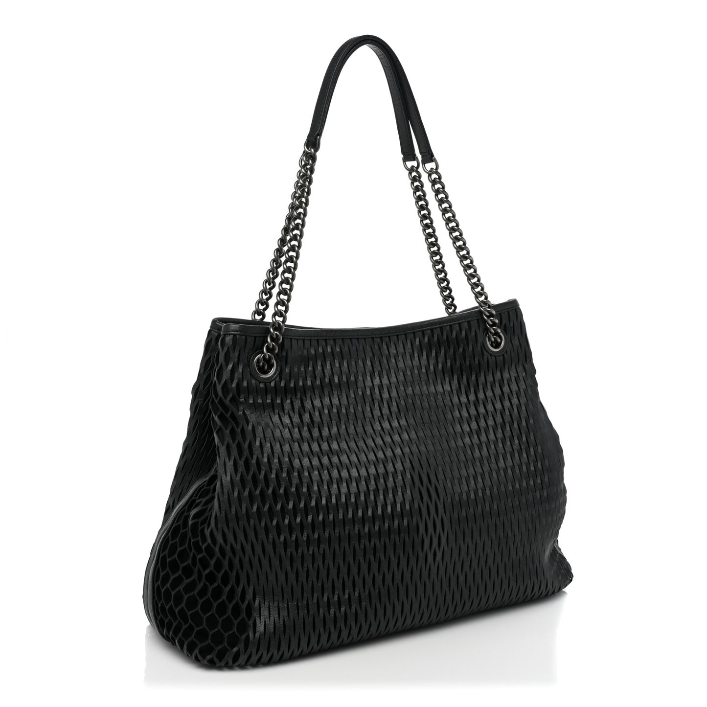 Calfskin Laser Cut Perforated CC Tote Black