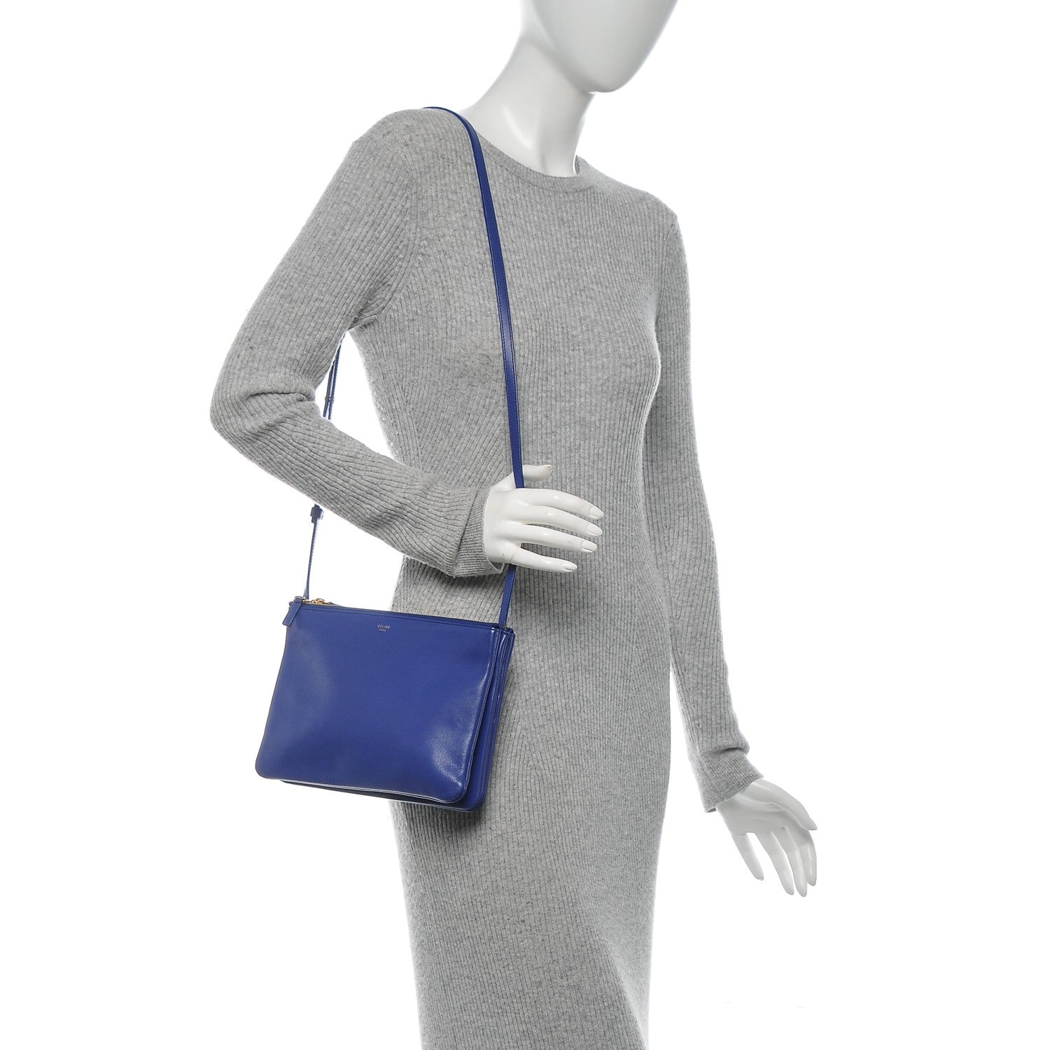 Celine Lambskin Large Trio Crossbody Bag Indigo 2 of 7
