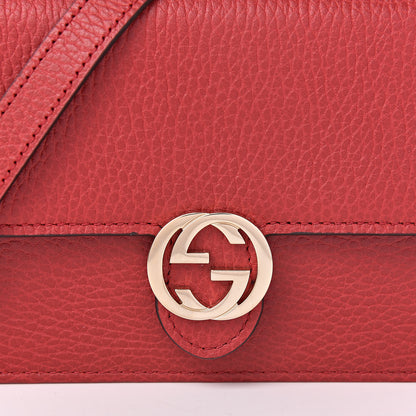 Gucci Dollar Calfskin Interlocking G Chain Wallet Red 9 of 10