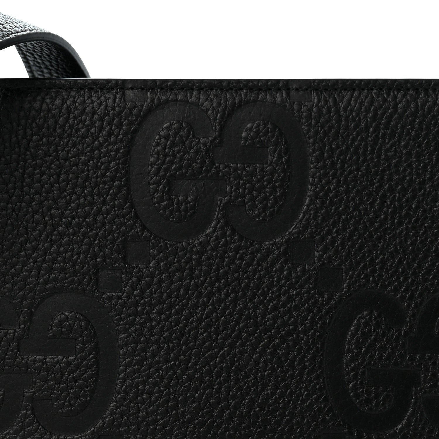 Gucci Monogram Jumbo GG Textured Dollar Calfskin Crossbody Bag Black 7 of 9