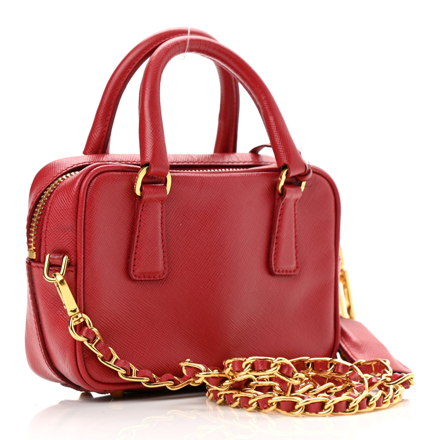 Prada Saffiano Lux Mini Top Handle Crossbody Bag Fuoco 2 of 13