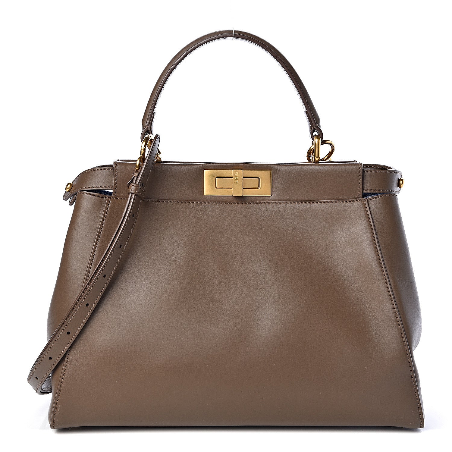 Fendi Vitello Morgan Shiny Nappa Medium Peekaboo Iconic Satchel Foresta Blue 1 of 21