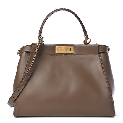 Fendi Vitello Morgan Shiny Nappa Medium Peekaboo Iconic Satchel Foresta Blue 1 of 21