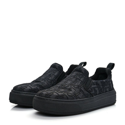 Christian Dior Shiny Technical Fabric Oblique Embroidered Womens Solar Slip On Sneakers 37.5 Black 3 of 9