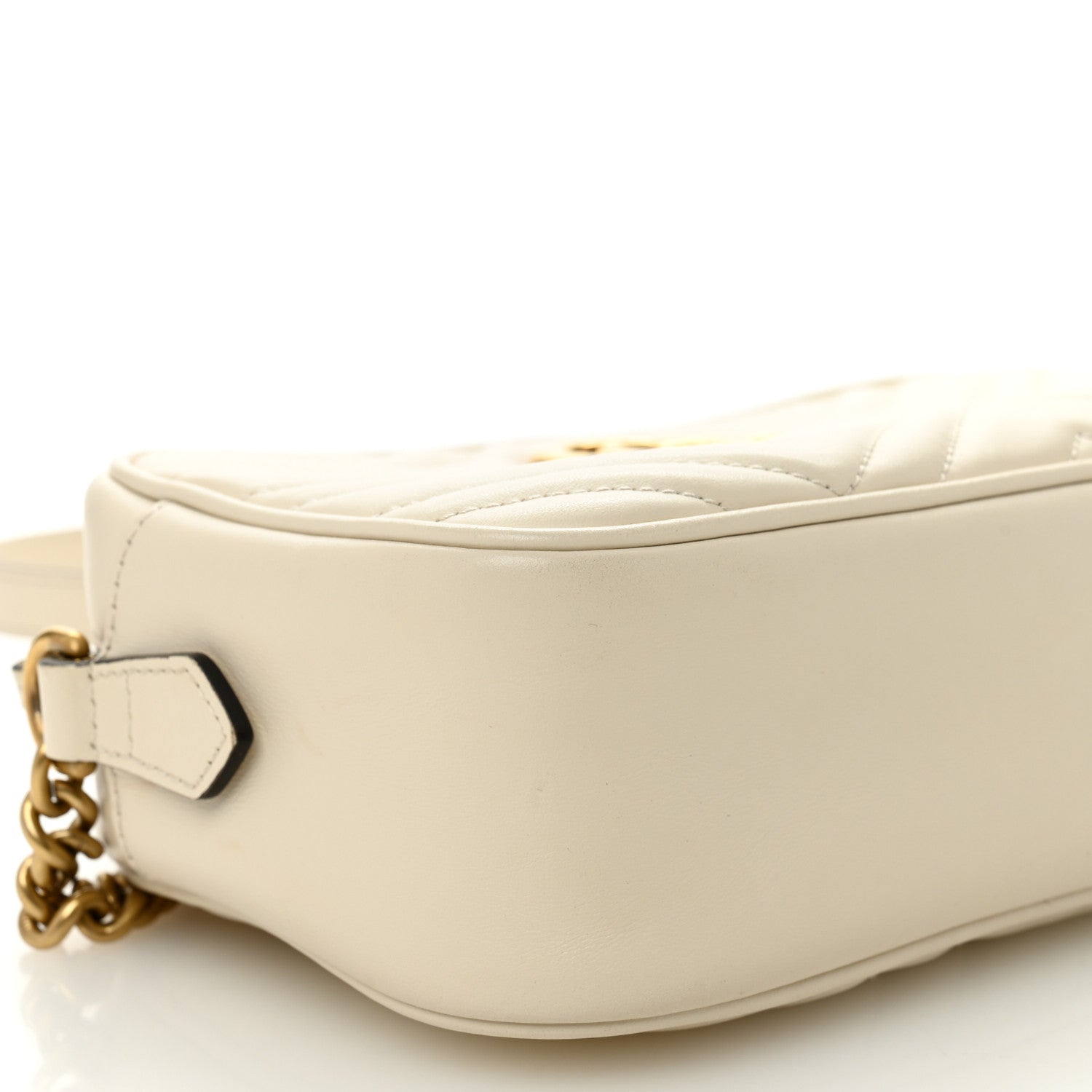 Gucci Calfskin Matelasse Small GG Marmont Chain Shoulder Bag White 9 of 11