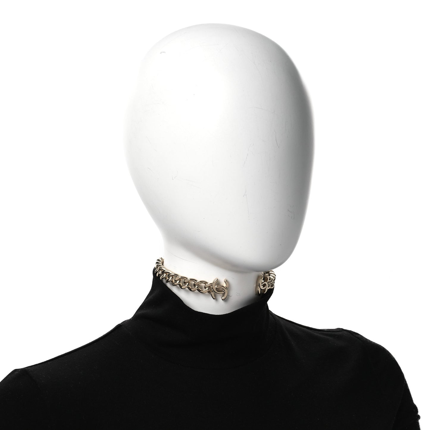 Metal CC Chain Link Choker Necklace S Gold