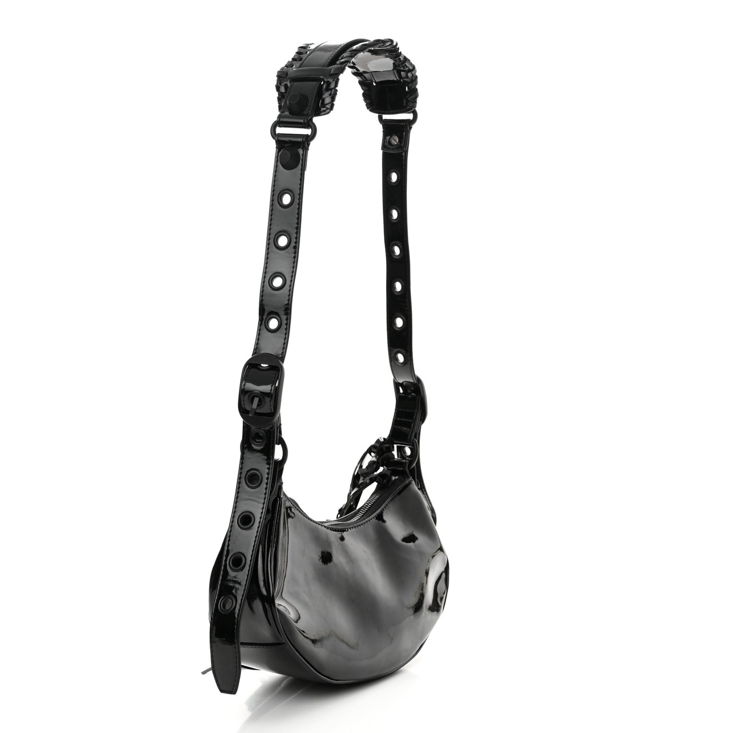 Patent Arena Small Le Cagole Shoulder Bag Black