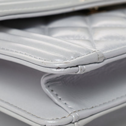 Chanel Iridescent Calfskin Quilted North South Boy Flap Light Grey 13 of 17