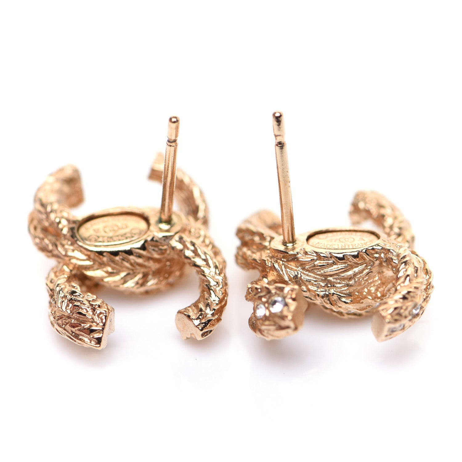 Chanel Crystal Twisted CC Earrings Gold 7 of 7