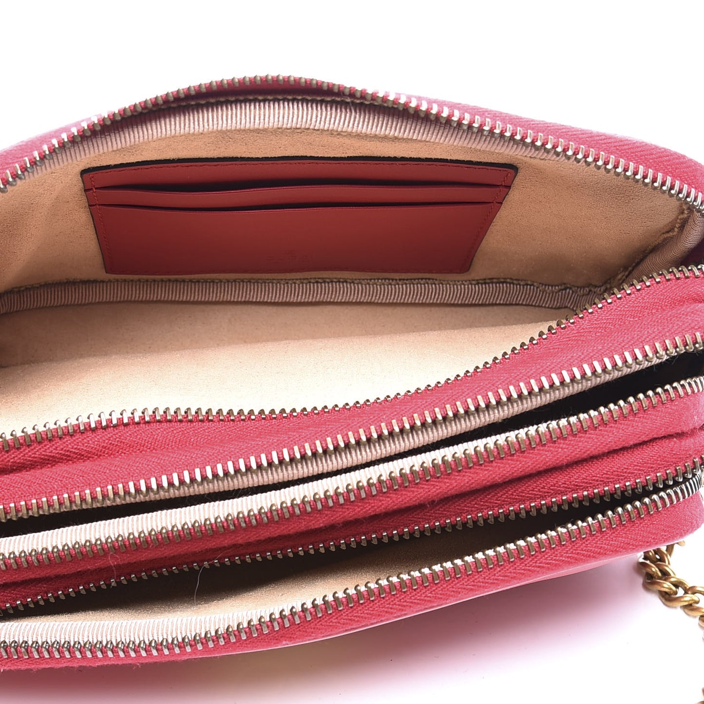 Calfskin Matelasse Mini GG Marmont Chain Crossbody Bag Hibiscus Red
