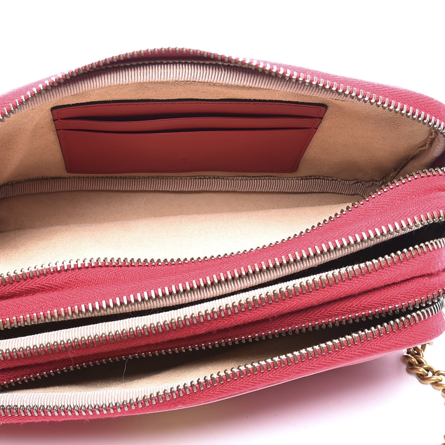 Gucci Calfskin Matelasse Mini GG Marmont Chain Crossbody Bag Hibiscus Red 4 of 11