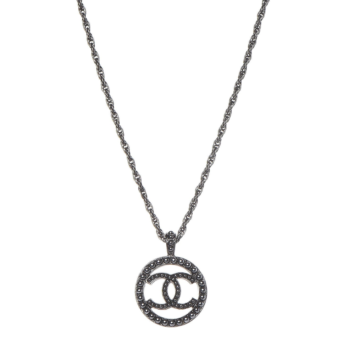 Ruthenium Pearl CC Short Necklace Dark Grey