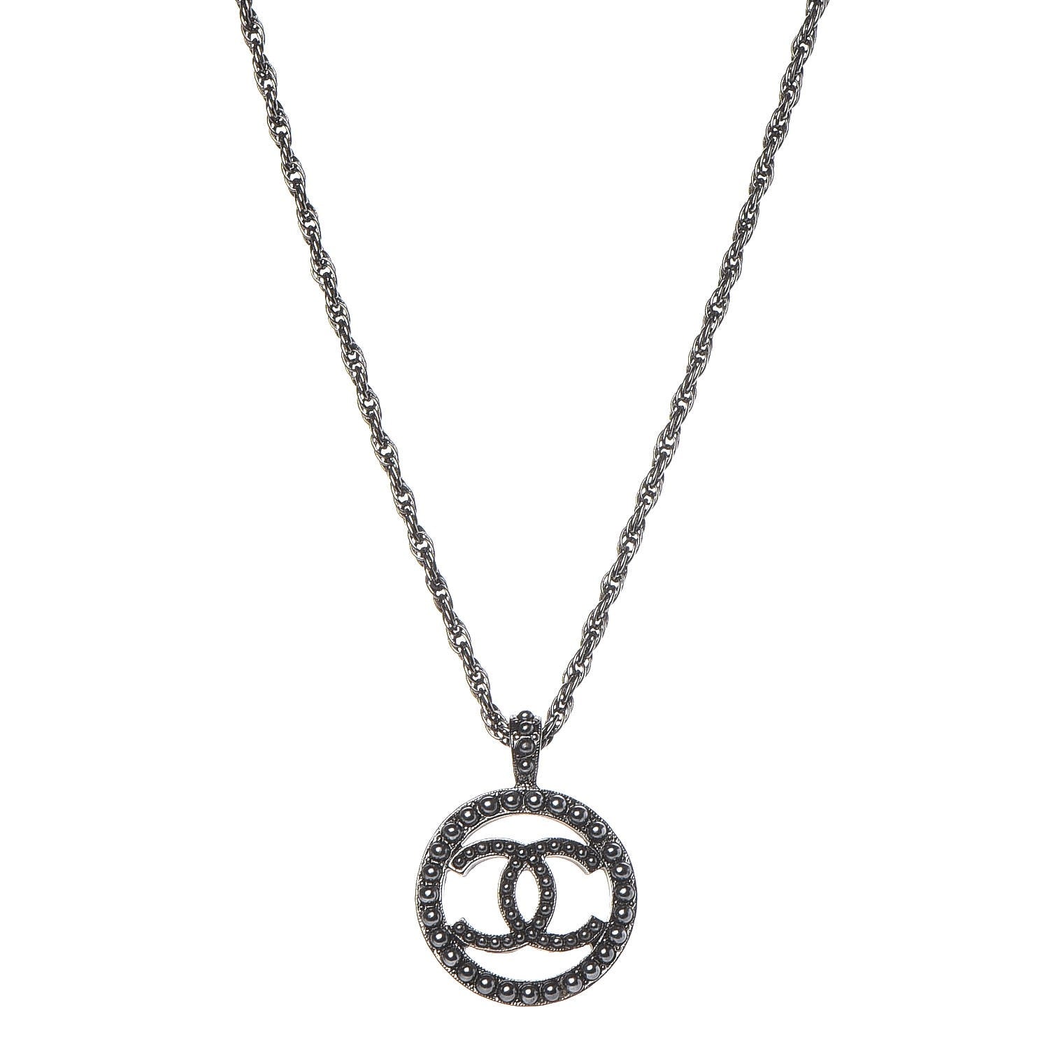Chanel Ruthenium Pearl CC Short Necklace Dark Grey 1 of 6