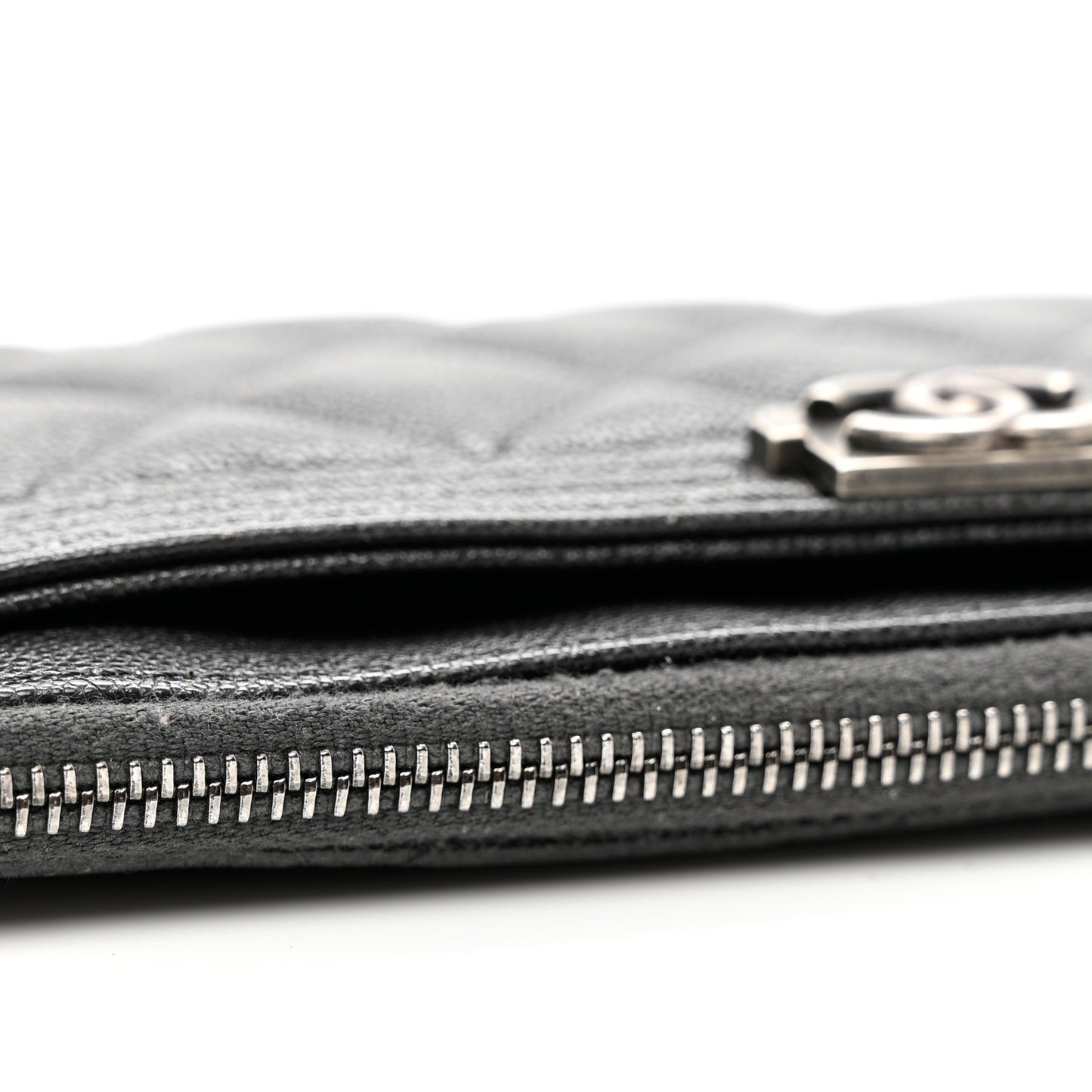 Caviar Quilted Classic Zip Boy Pouch Dark Grey