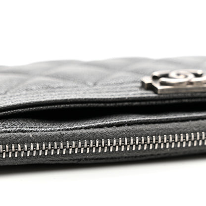 Chanel Caviar Quilted Classic Zip Boy Pouch Dark Grey 7 of 7
