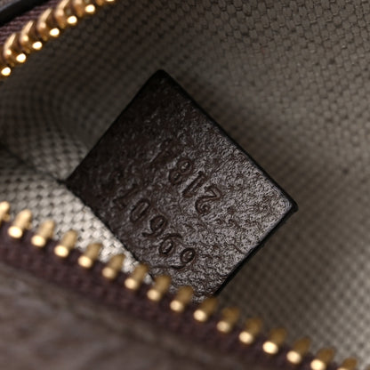 Gucci Monogram Jumbo GG Textured Dollar Calfskin Web Mini Crossbody Bag Camel Ebony New Acero 7 of 12