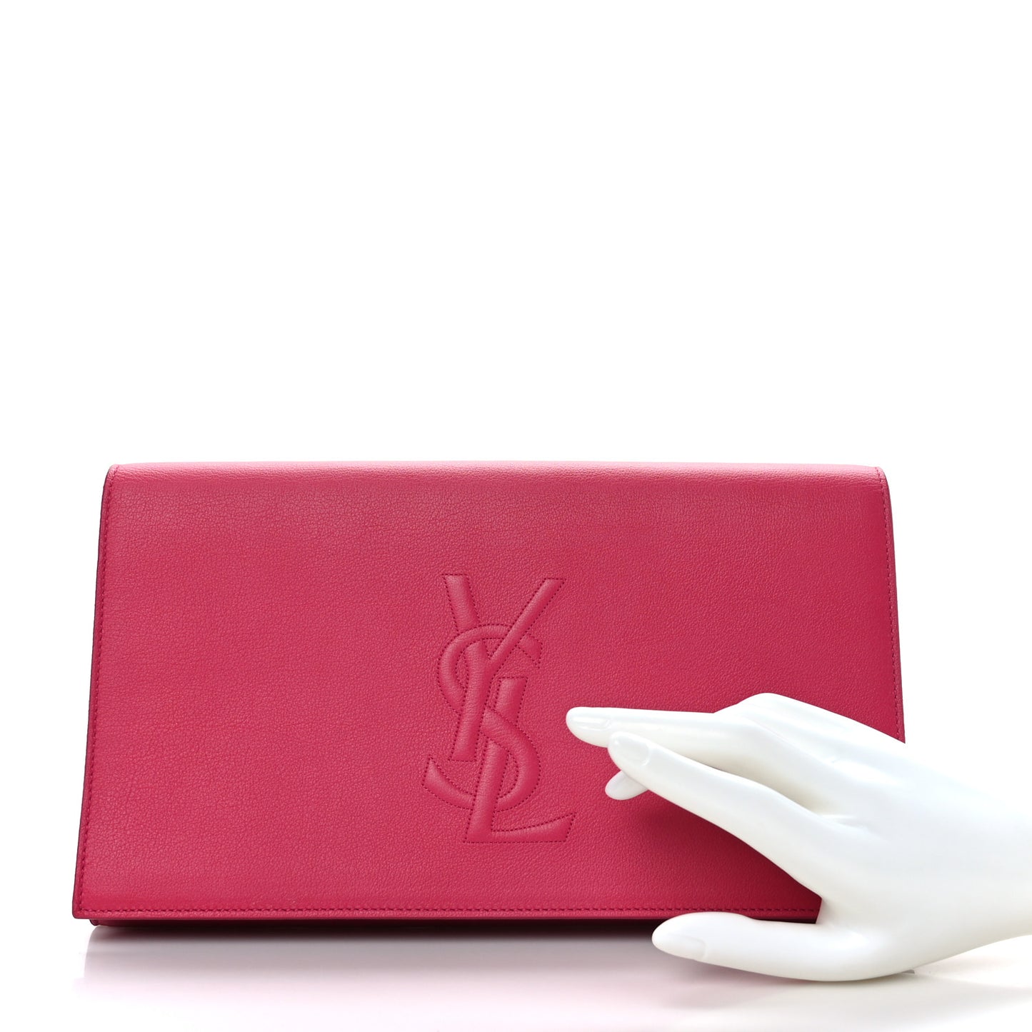 Calfskin Monogram Large Belle De Jour Clutch Lipstick Fuchsia