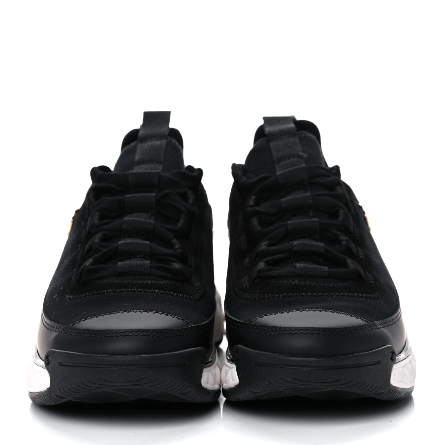 Chanel Velvet Calfskin Mixed Fibers CC Sneakers 36.5 Black 2 of 9