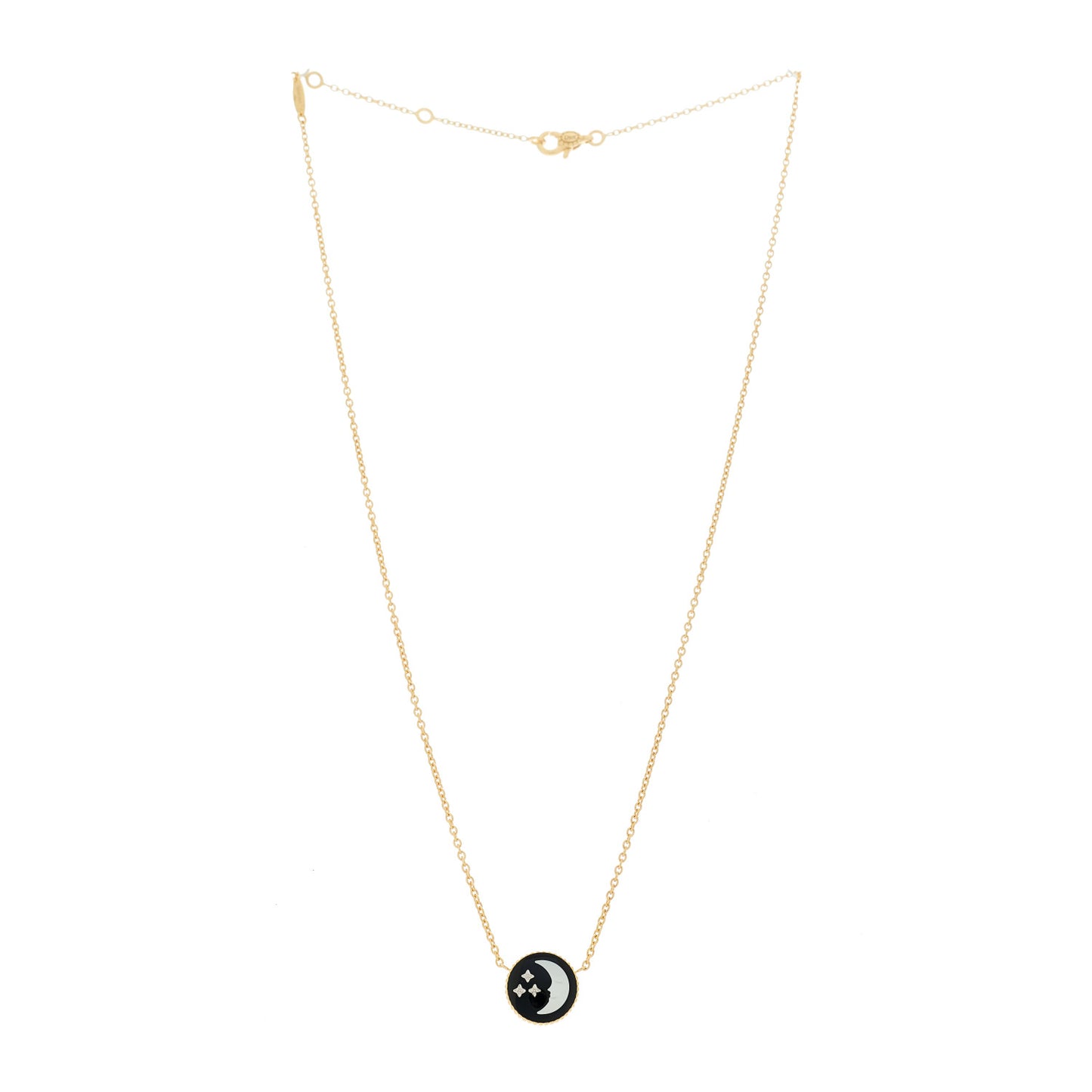 18K Yellow Gold Platinum Diamond Black Onyx Mother of Pearl Rose Celeste Pendant Necklace