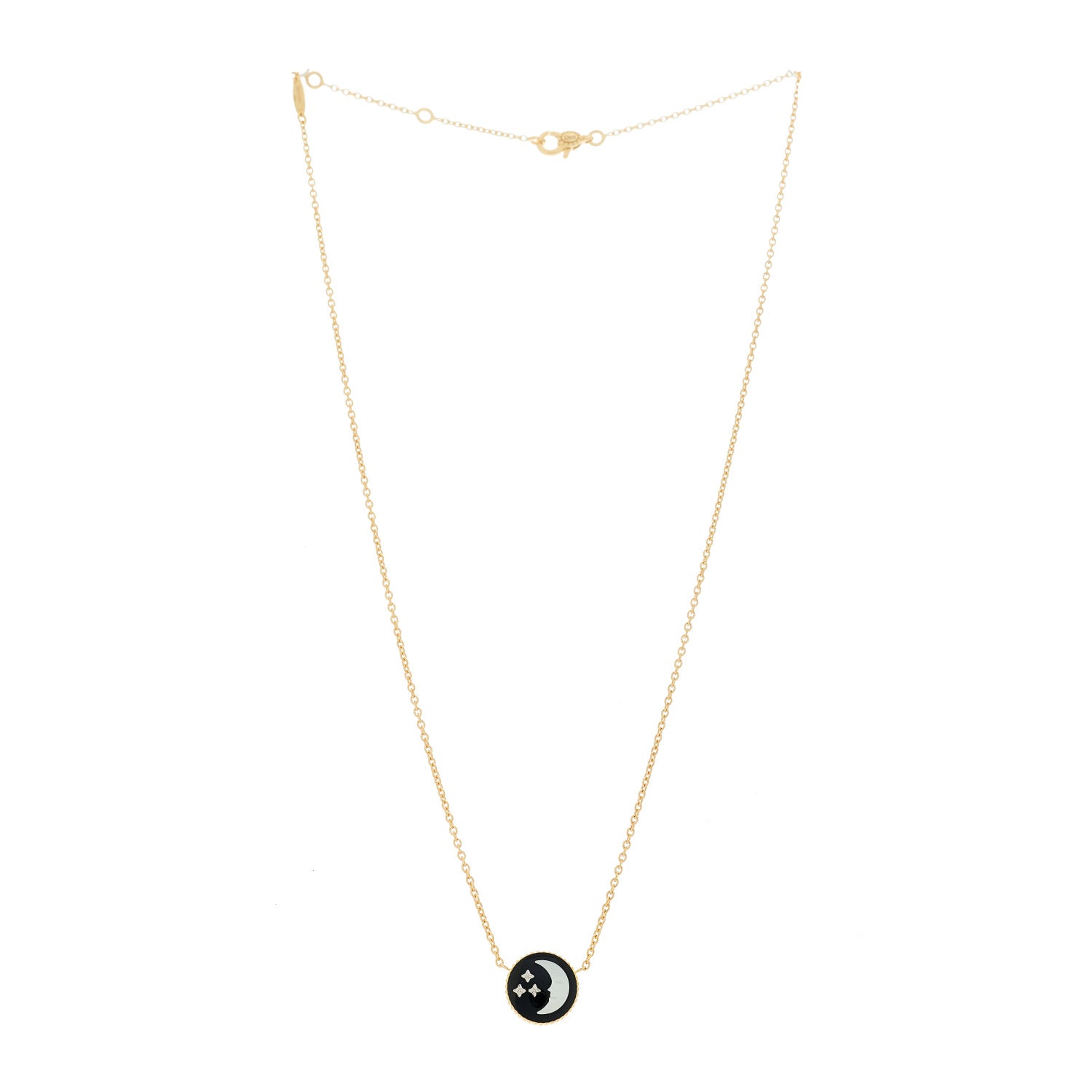 Christian Dior 18K Yellow Gold Platinum Diamond Black Onyx Mother of Pearl Rose Celeste Pendant Necklace 4 of 8