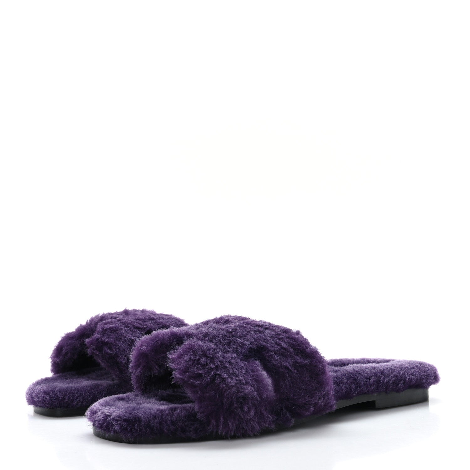 Hermes Woolskin Oran Sandals 40.5 Violet Fonce 3 of 7