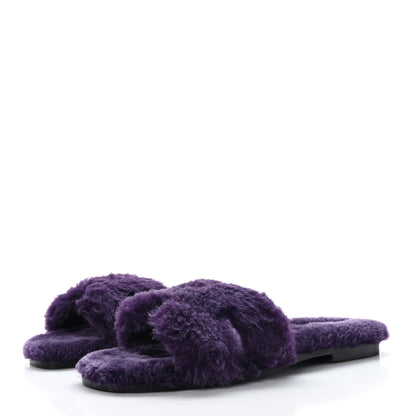 Hermes Woolskin Oran Sandals 40.5 Violet Fonce 3 of 7