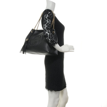 Gucci Pebbled Calfskin Medium Soho Chain Shoulder Bag Black 2 of 8
