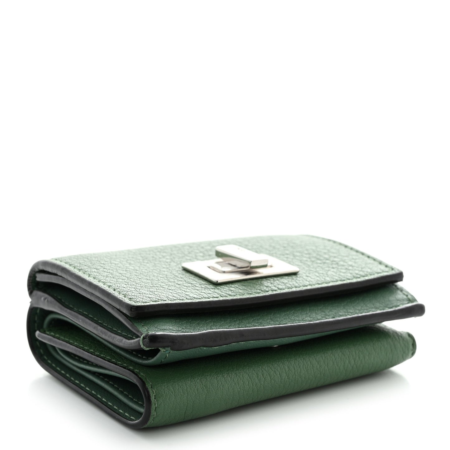 Cuoio Romano Vitello Grace Micro Peekaboo Tri-Fold Wallet Green
