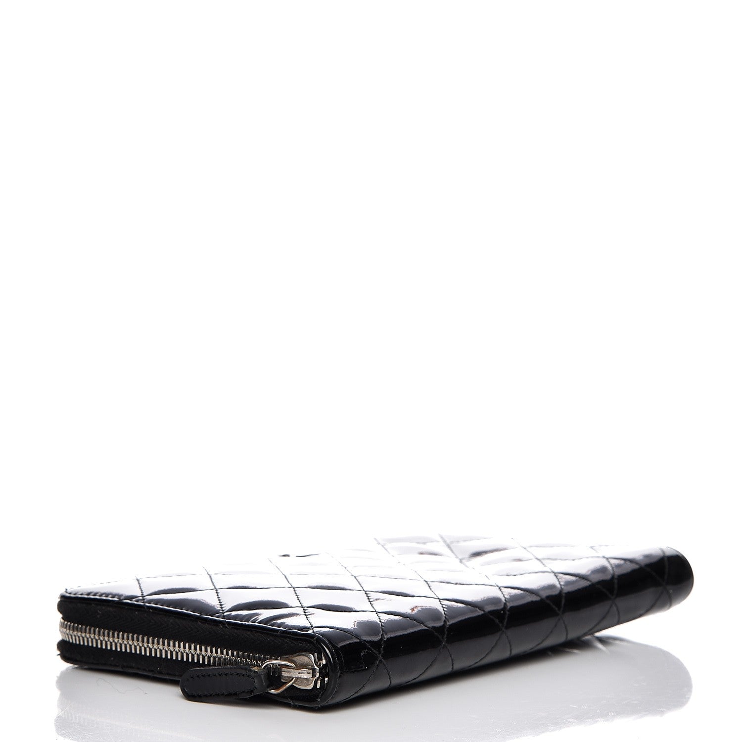 Chanel Patent Quilted Large Zip Around Organizer Wallet Black 4 of 12