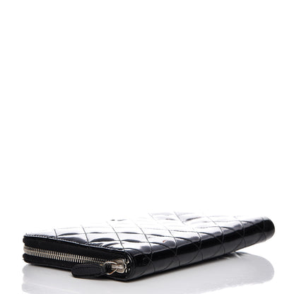 Chanel Patent Quilted Large Zip Around Organizer Wallet Black 4 of 12