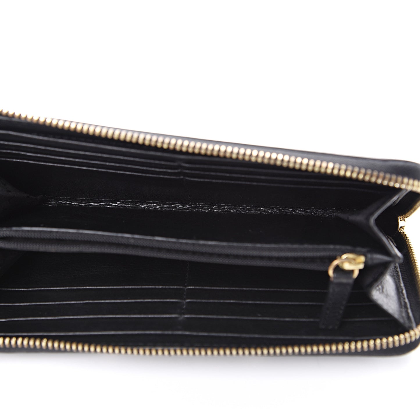 Sugar Goatskin Studded Pandora Half Zip Long Wallet Black