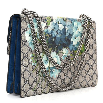 Gucci GG Supreme Monogram Blooms Medium Dionysus Shoulder Bag Beige Navy Vintage Blue 3 of 12