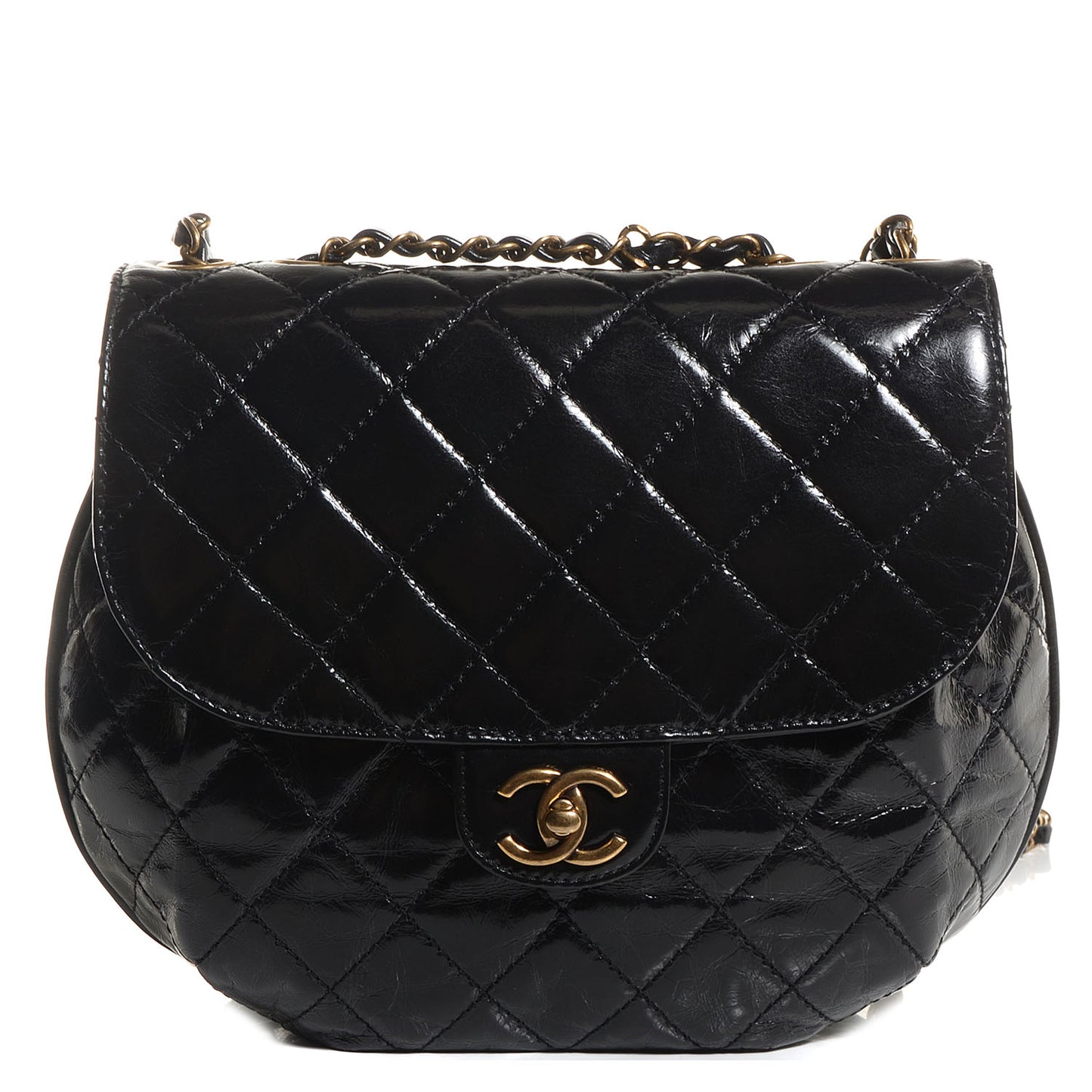 Calfskin Quilted Medium Bubble CC Flap Bag Black