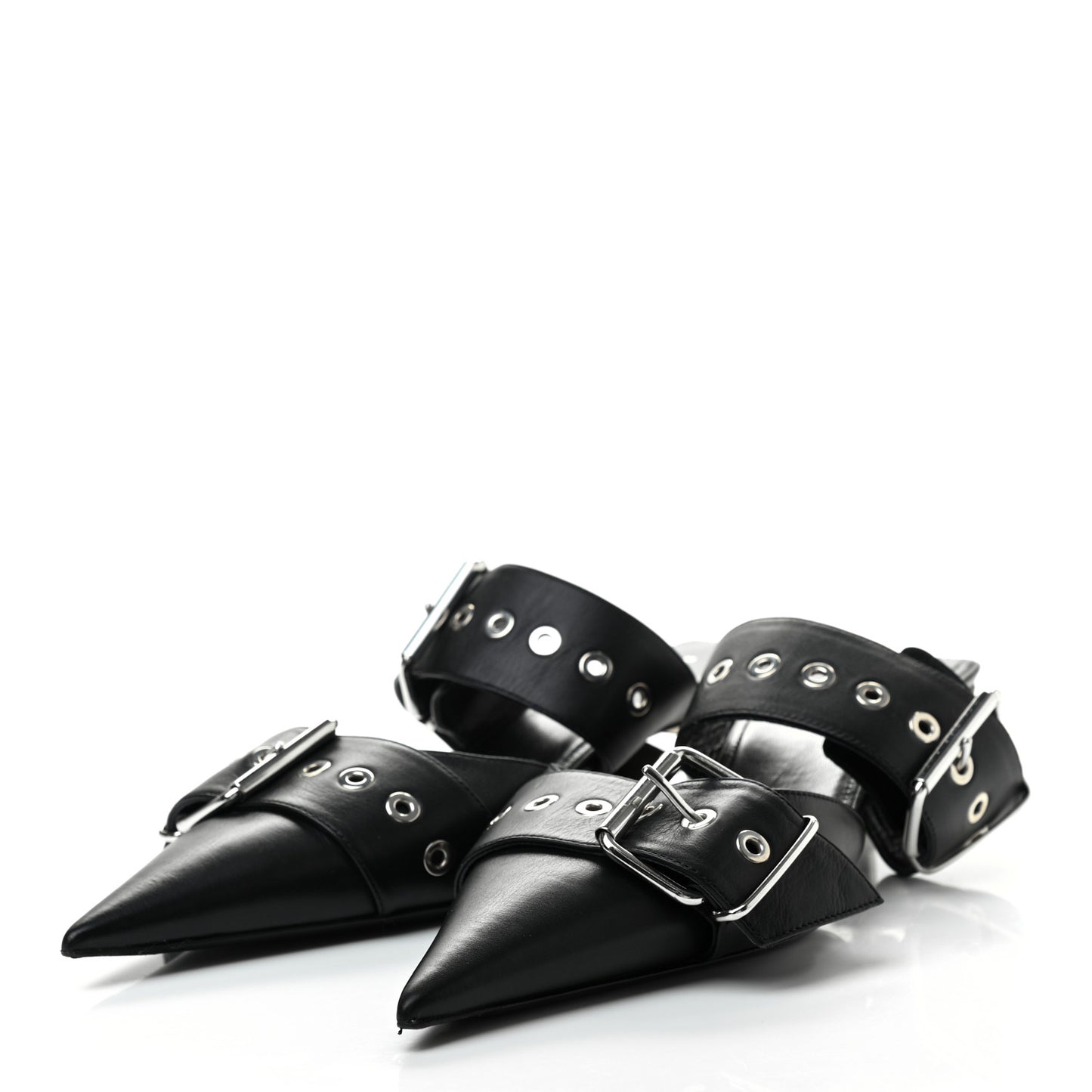 Shiny Calfskin Belt 40mm Mules 39.5 Black