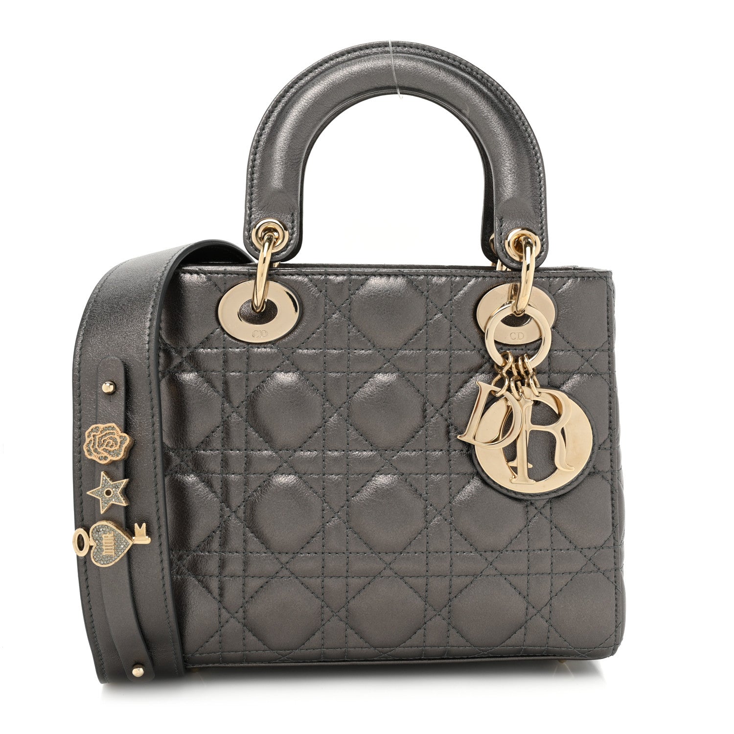 Christian Dior Lambskin Cannage Small My ABCDior Lady Dior Metallic Grey 1 of 14