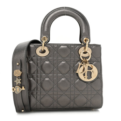 Christian Dior Lambskin Cannage Small My ABCDior Lady Dior Metallic Grey 1 of 14