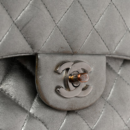 Chanel Metallic Lambskin Quilted Medium Double Flap Silver 15 of 15