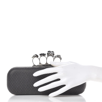 Alexander McQueen Nappa Studded Skull Knuckle Box Clutch Black 2 of 10