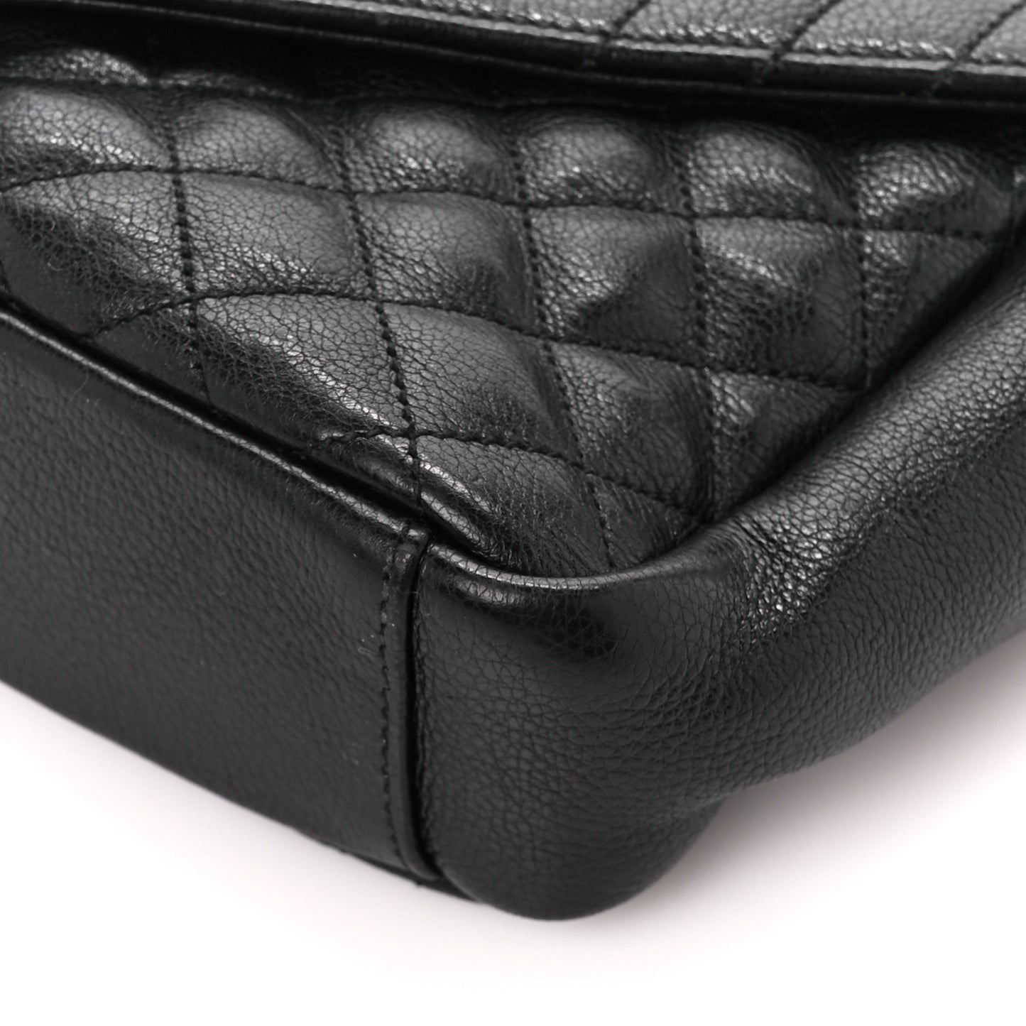 Sheepskin Tri-Quilt Monogram Medium College Bag Black