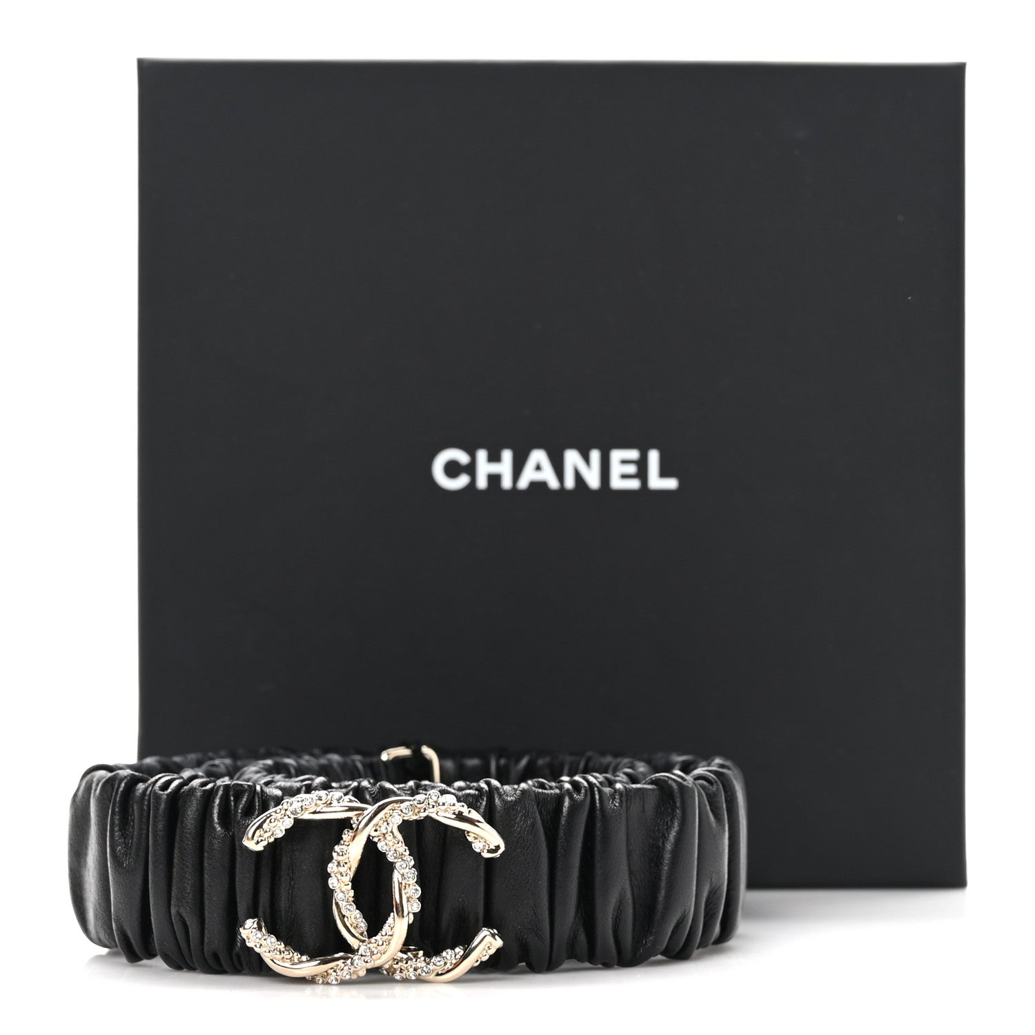Chanel Lambskin Crystal CC Belt 85 34 Black 5 of 5
